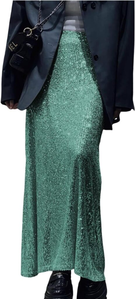 Green Sequin Maxi Skirt