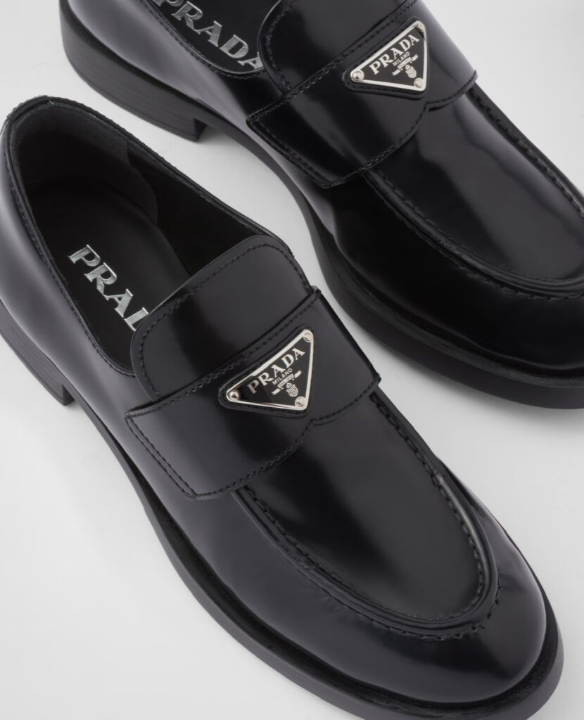 Prada Triangle Logo Patent Leather Loafer